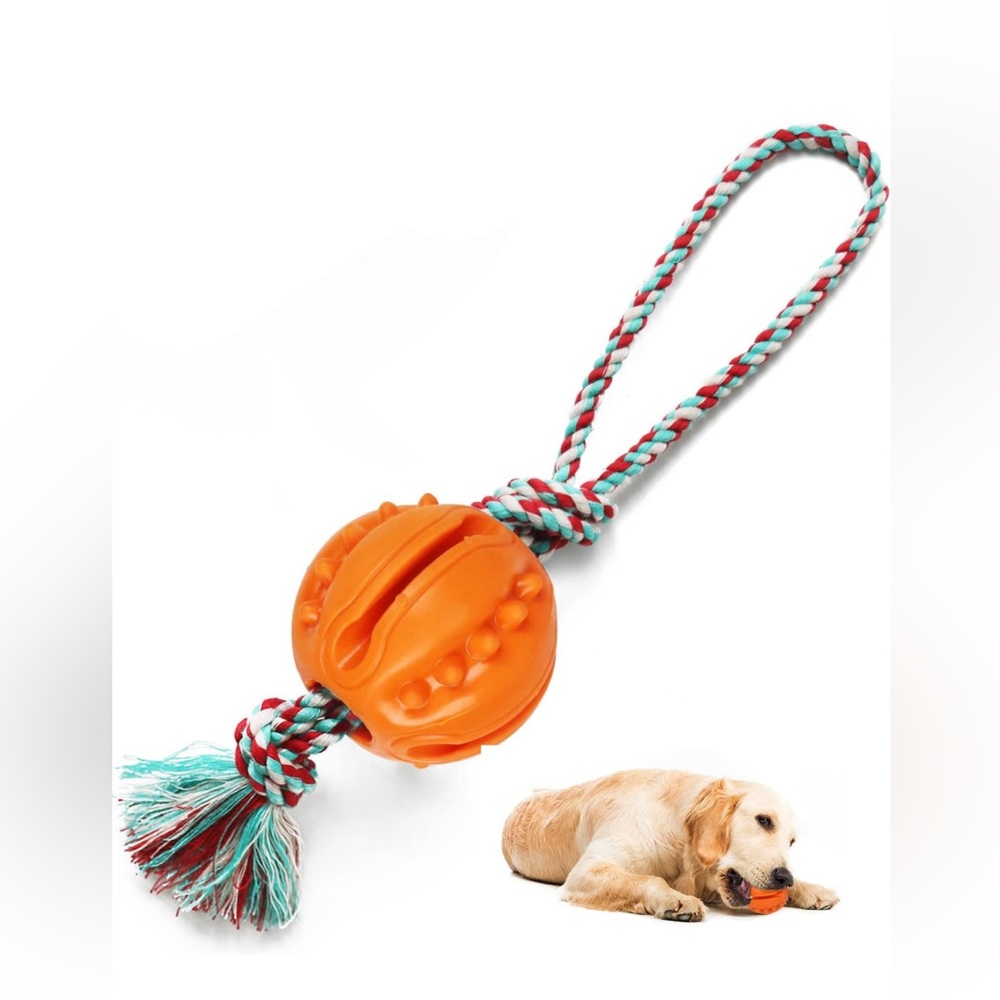 Ball🎾on Rope Dog🐕Toy For Fetch & Chew Reward & Exercise & Tug of War